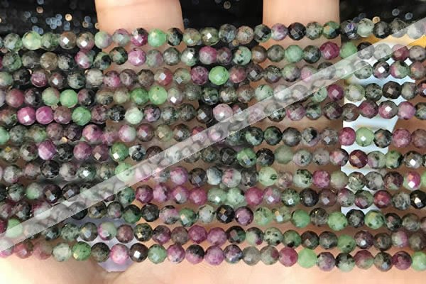 CTG2183 15 inches 2mm,3mm faceted round ruby zoisite beads