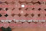 CTG2202 15 inches 2mm,3mm & 4mm faceted round rose quartz beads