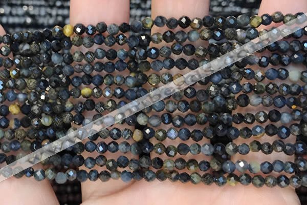 CTG2211 15 inches 2mm,3mm faceted round blue tiger eye beads