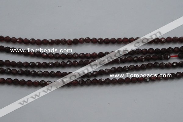 CTG222 15.5 inches 3mm faceted round tiny red garnet beads