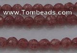 CTG223 15.5 inches 3mm faceted round tiny strawberry quartz beads