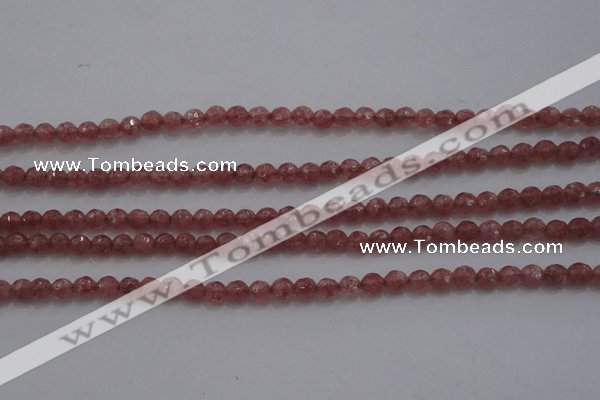 CTG223 15.5 inches 3mm faceted round tiny strawberry quartz beads