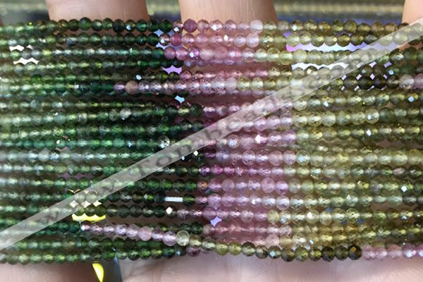 CTG2240 15 inches 2mm faceted round natural tourmaline beads