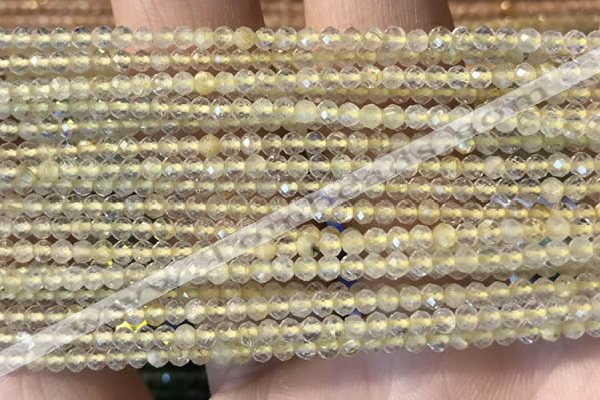 CTG2244 15 inches 2mm faceted round golden rutilated quartz beads