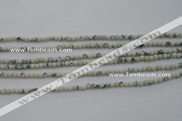 CTG250 15.5 inches 2mm round tiny white howlite turquoise beads