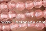 CTG2501 15.5 inches 4mm faceted round cherry quartz beads