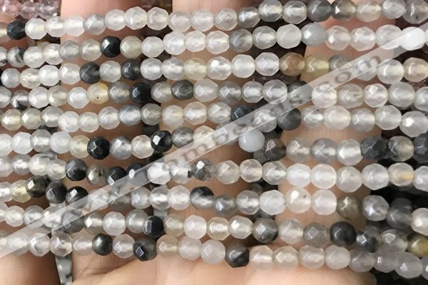 CTG2507 15.5 inches 4mm faceted round quartz beads wholesale