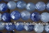 CTG2522 15.5 inches 4mm faceted round blue aventurine beads