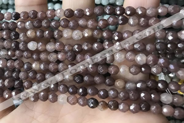 CTG2523 15.5 inches 4mm faceted round purple aventurine beads