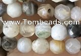 CTG2537 15.5 inches 4mm faceted round bamboo leaf agate beads
