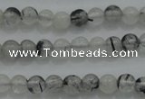 CTG254 15.5 inches 3mm round tiny black rutilated quartz beads