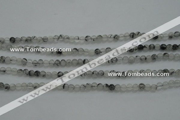 CTG254 15.5 inches 3mm round tiny black rutilated quartz beads