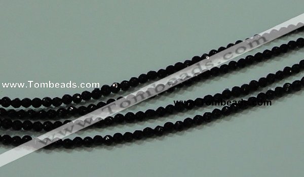 CTG29 15.5 inches 2mm faceted round black agate beads wholesale