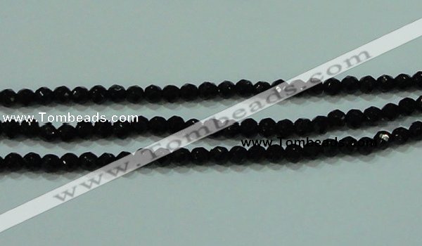 CTG30 15.5 inches 3mm faceted round black agate beads wholesale