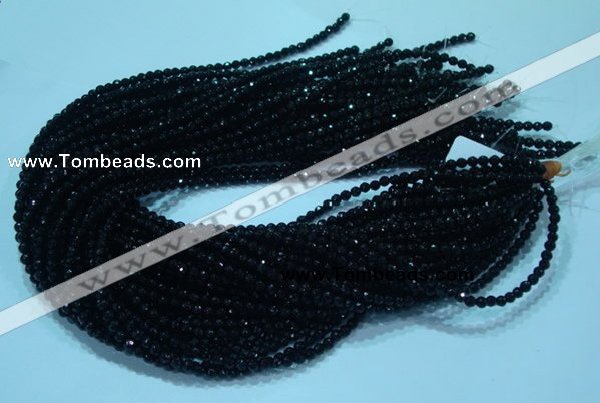 CTG31 15.5 inches 4mm faceted round black agate beads wholesale