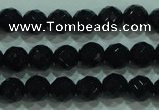 CTG32 15.5 inches 6mm faceted round black agate beads wholesale