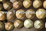 CTG3548 15.5 inches 4mm faceted round wooden jasper beads