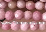 CTG3553 15.5 inches 4mm faceted round pink wooden jasper beads