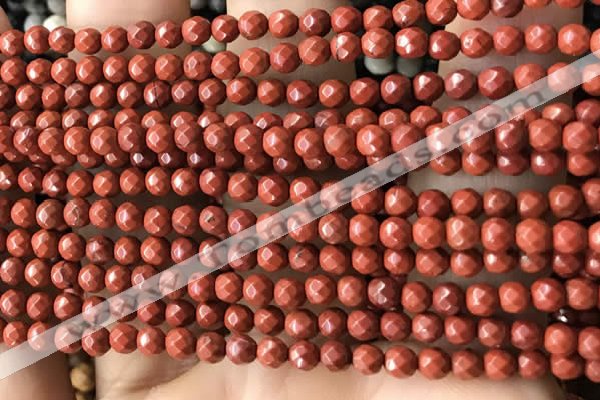 CTG3555 15.5 inches 4mm faceted round red jasper beads