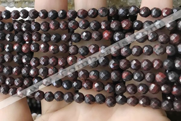 CTG3564 15.5 inches 4mm faceted round brecciated jasper beads