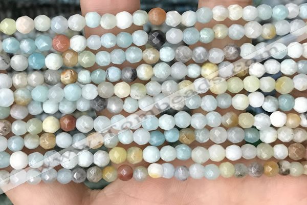 CTG3571 15.5 inches 4mm faceted round amazonite beads wholesale