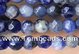 CTG3573 15.5 inches 4mm faceted round sodalite beads wholesale