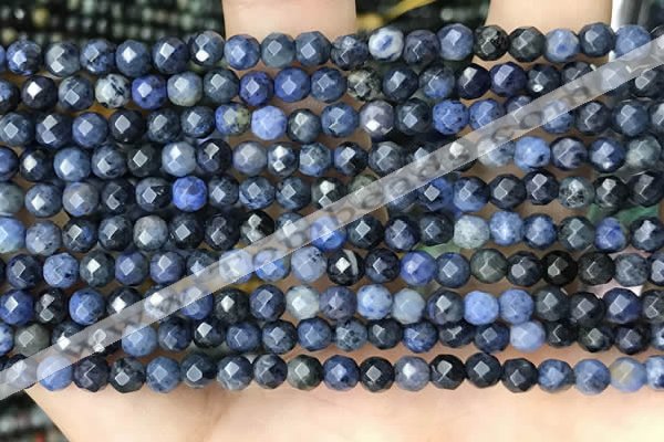 CTG3574 15.5 inches 4mm faceted round dumortierite beads