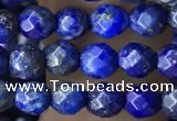 CTG3575 15.5 inches 4mm faceted round lapis lazuli beads