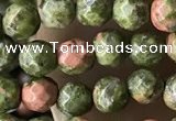 CTG3579 15.5 inches 4mm faceted round unakite beads wholesale