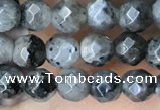 CTG3586 15.5 inches 4mm faceted round black labradorite beads