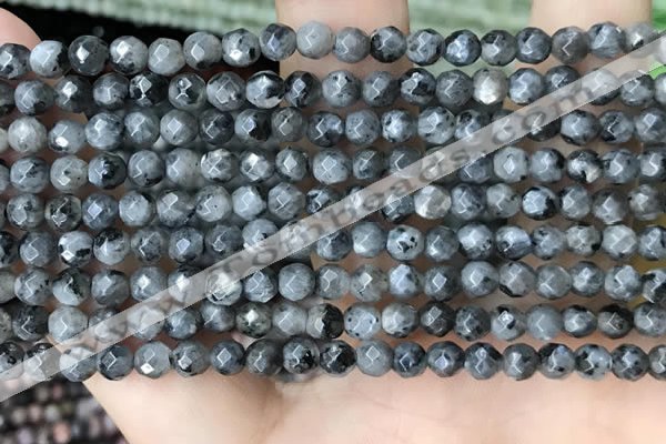 CTG3586 15.5 inches 4mm faceted round black labradorite beads