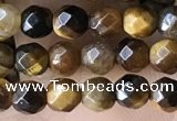 CTG3588 15.5 inches 4mm faceted round yellow tiger eye beads