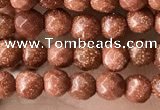 CTG3590 15.5 inches 4mm faceted round goldstone beads wholesale