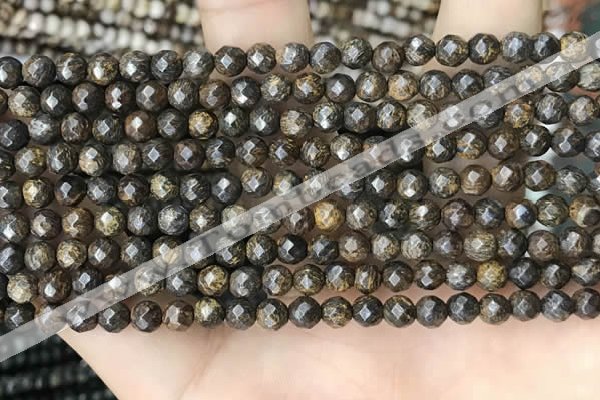 CTG3594 15.5 inches 4mm faceted round bronzite beads wholesale