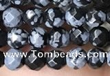 CTG3595 15.5 inches 4mm faceted round snowflake obsidian beads