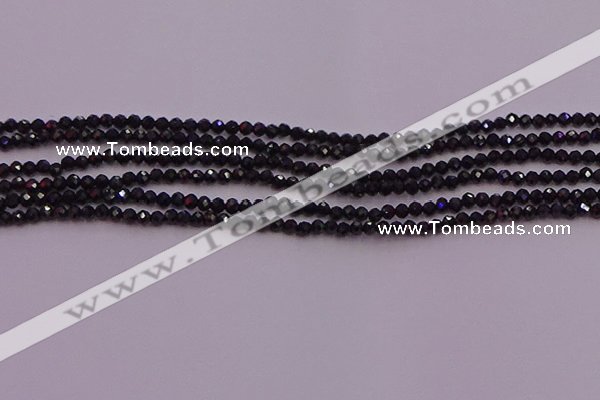 CTG501 15.5 inches 2mm faceted round tiny black spinel beads