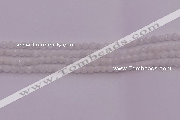 CTG506 15.5 inches 4mm faceted round tiny white moonstone beads