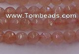 CTG507 15.5 inches 4mm faceted round tiny peach moonstone beads