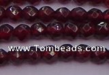 CTG510 15.5 inches 4mm faceted round tiny red garnet beads