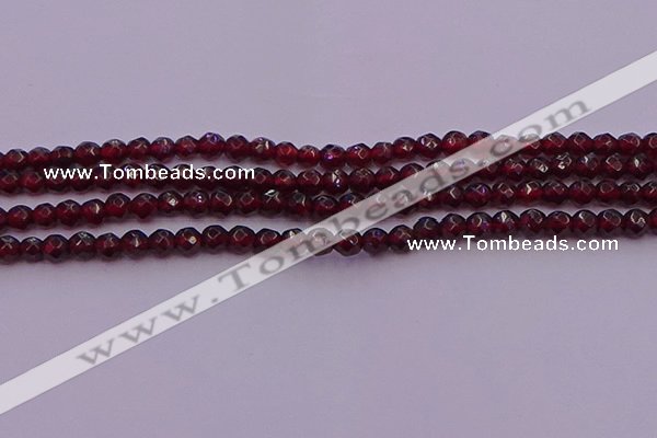 CTG510 15.5 inches 4mm faceted round tiny red garnet beads