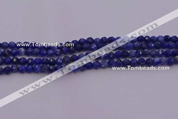 CTG513 15.5 inches 4mm faceted round tiny sodalite beads