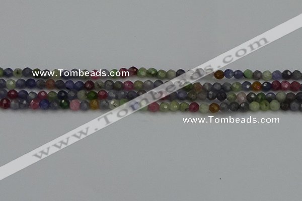 CTG552 15.5 inches 4mm faceted round tiny mixed gemstone beads