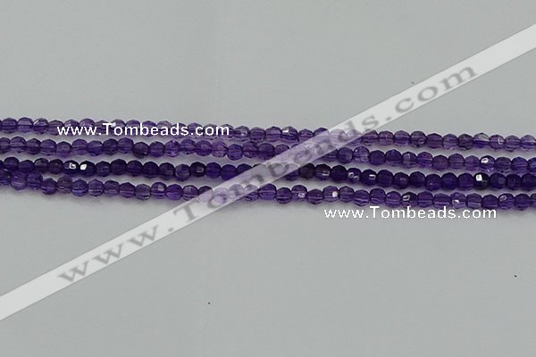 CTG553 15.5 inches 4mm faceted round tiny amethyst beads