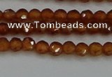 CTG554 15.5 inches 4mm faceted round tiny orange garnet beads