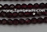 CTG556 15.5 inches 4mm faceted round tiny red garnet beads