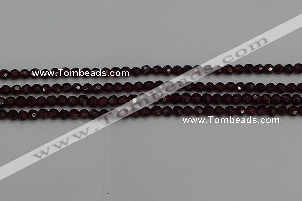 CTG556 15.5 inches 4mm faceted round tiny red garnet beads