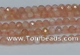 CTG607 15.5 inches 3mm faceted round peach moonstone beads