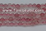 CTG625 15.5 inches 2mm faceted round strawberry quartz beads