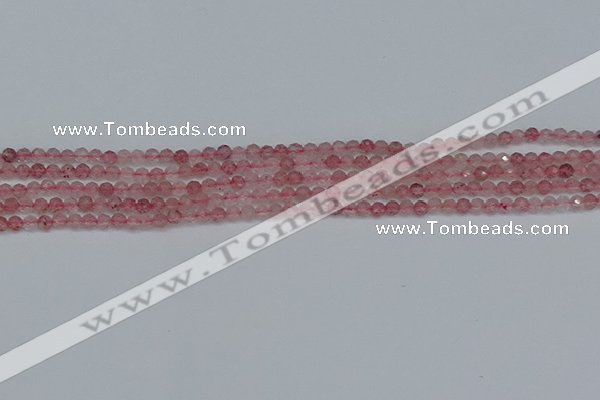 CTG625 15.5 inches 2mm faceted round strawberry quartz beads