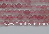 CTG626 15.5 inches 3mm faceted round strawberry quartz beads